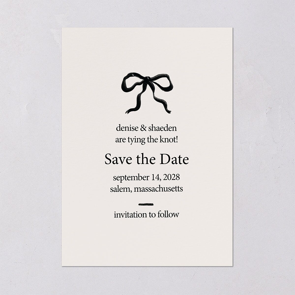 Dainty Bow Save the Date Cards — view 2
