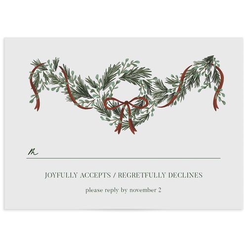 Festive Garland Wedding Response Cards - Green