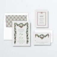 Festive Garland Wedding Invitations Hunter Green Signature No