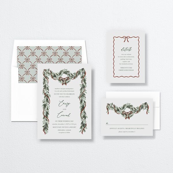 Festive Garland Wedding Invitations Hunter Green Signature No
