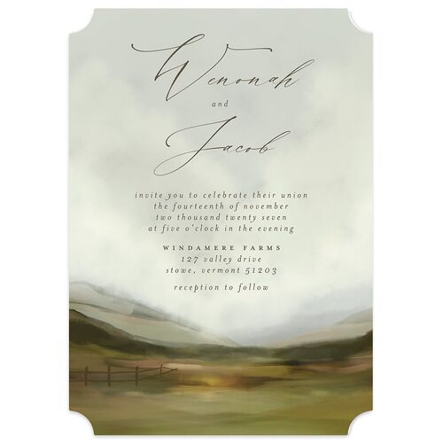 Western Valley Wedding Invitations Sage Signature Blank No Ticket