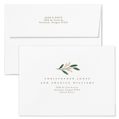 Triptych Holiday Holiday Card Envelopes Ivory Blue Both Recipient and Return Addresses Standard Signature