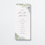Shining Greenery Wedding Programs Gold Off-White Signature