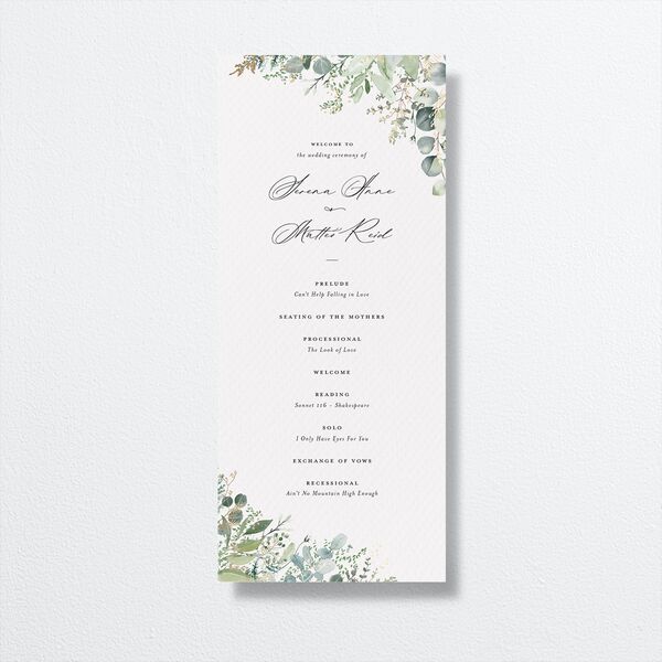 Shining Greenery Wedding Programs Gold Off-White Signature
