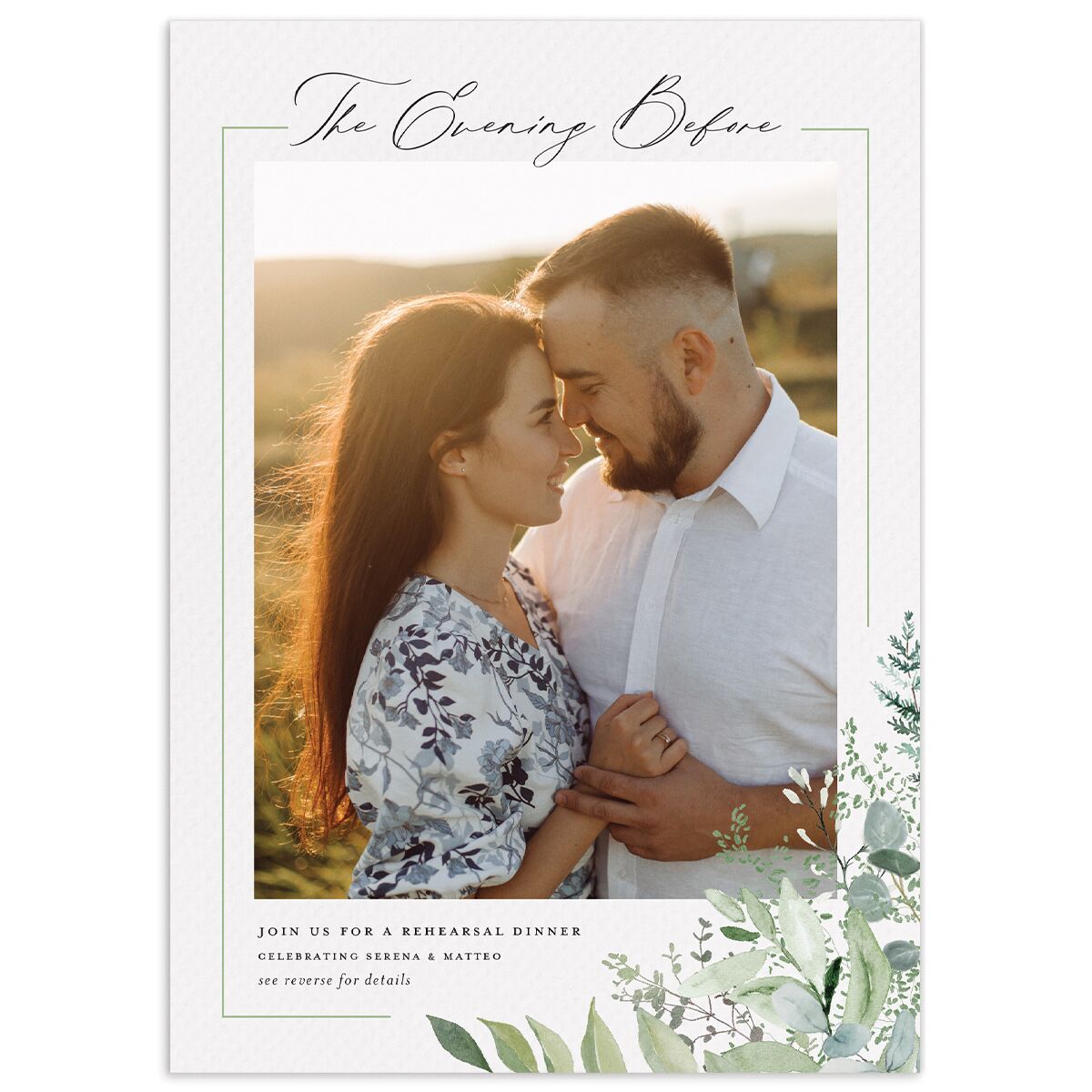 Shining Greenery Rehearsal Dinner Invitations