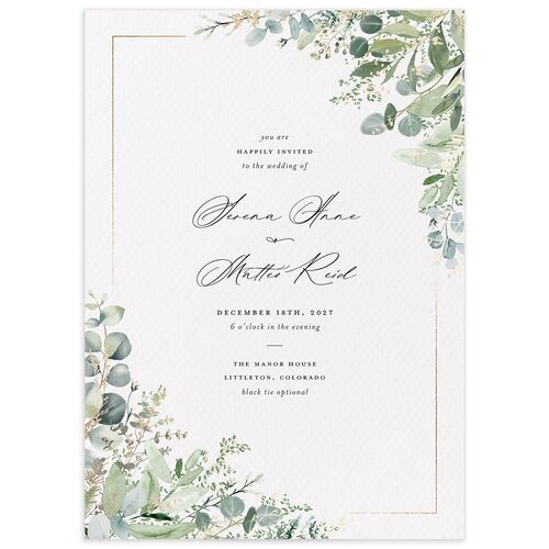 Shining Greenery Wedding Invitations - White