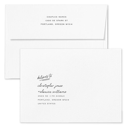 Sunny Day Modern Script Bridal Shower Invitation Envelopes White Pure White Both Recipient and Return Addresses Signature Standard