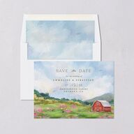 Western Barn Save the Date Cards Red Clay Signature smooth Blank No Standard