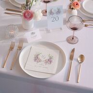 Formal Wisteria Garden Crest Luncheon Napkins by Bridgerton Purple Haze Napkin Uncoined