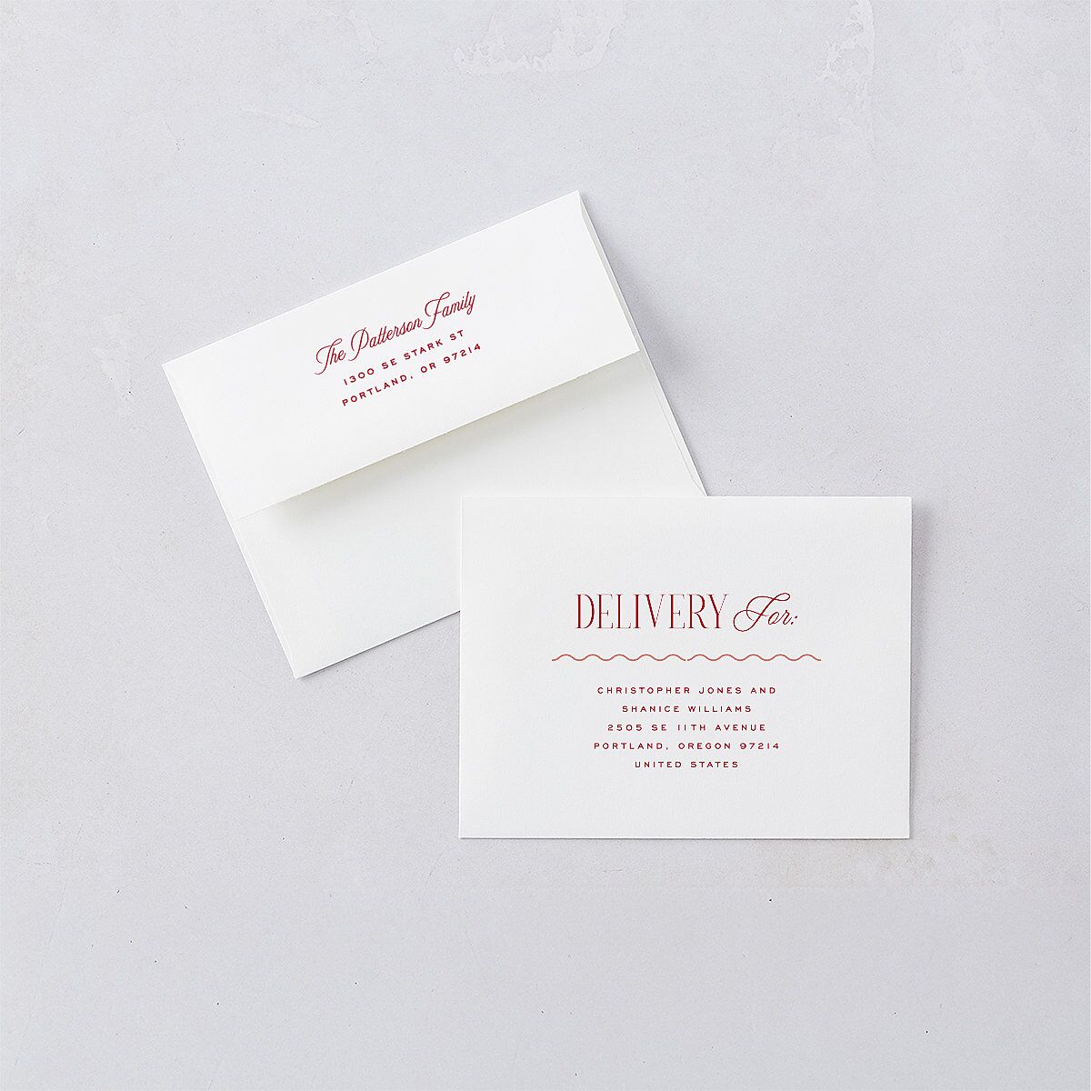 Most Wonderful Greeting Thank You Card Envelopes White Maroon Both Recipient and Return Addresses Signature Standard