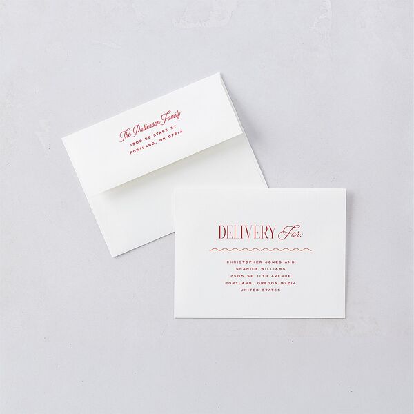 Most Wonderful Greeting Thank You Card Envelopes White Maroon Both Recipient and Return Addresses Signature Standard