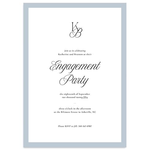 Refined Monogram Engagement Party Invitations Ocean Signature Blank Standard