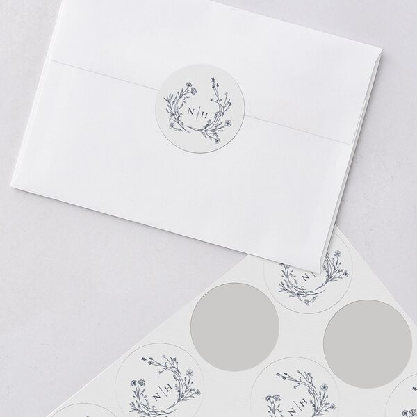 Natural Monogram Wedding Stickers Midnight Navy