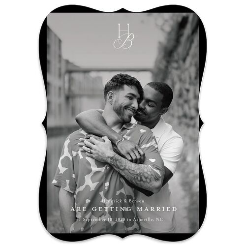 Refined Monogram Save the Date Cards Linen Signature smooth Blank No Bracket