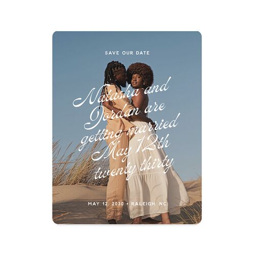 Retro Typography Photo Save The Date Magnets Sapphire Magnet Paper