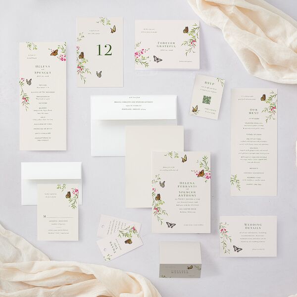 Rustic Butterflies Wedding Response Cards Scottish Green Signature Standard