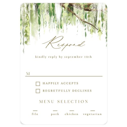 Southern Spanish Moss Wedding Response Cards Pure White Signature Rounded
