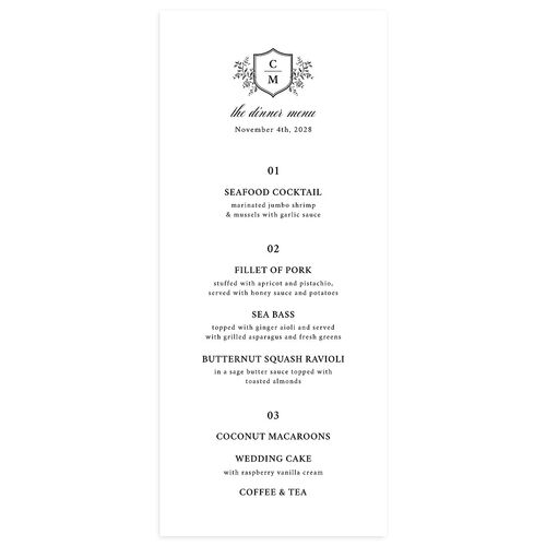 Elegant Photo Crest Menus Midnight Signature