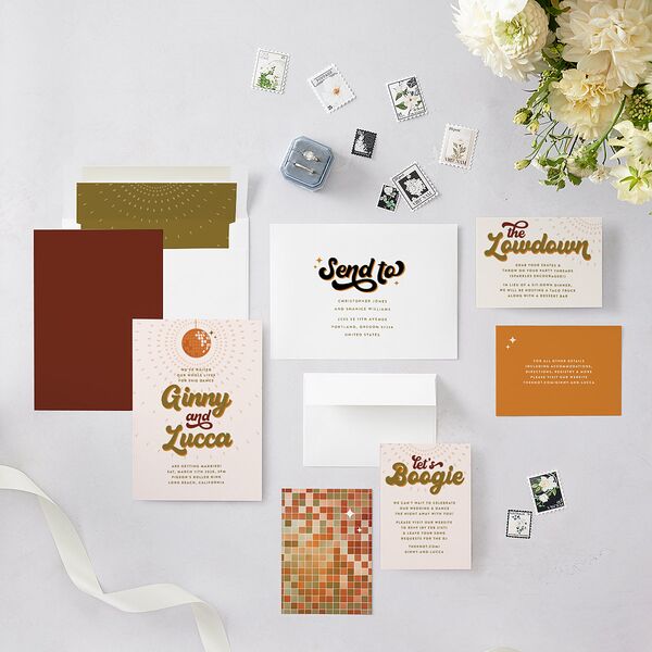 Disco Love Wedding Invitations Umber Signature Blank No Standard