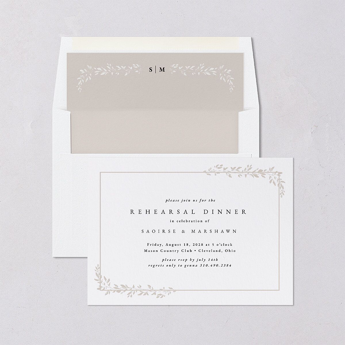 Dainty Frame Rehearsal Dinner Invitations Pure White Signature Blank