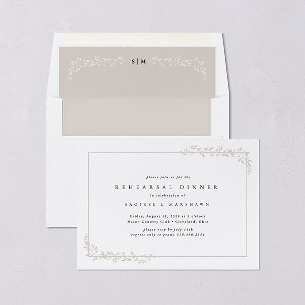 Dainty Frame Rehearsal Dinner Invitations Pure White Signature Blank