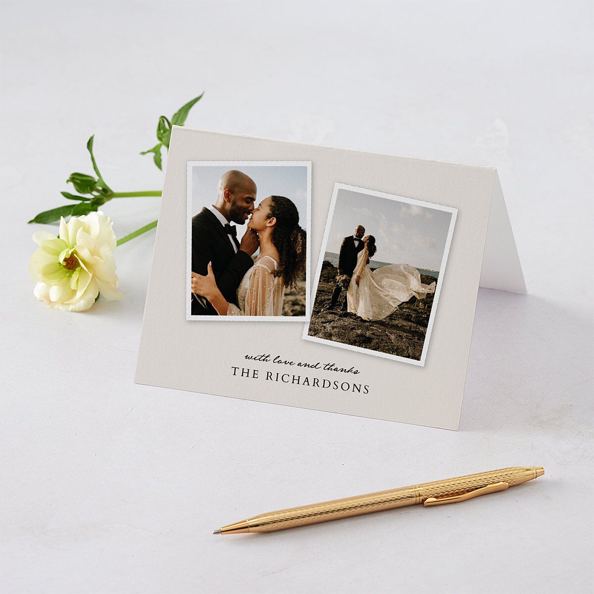 Captured Memories Photo Thank You Cards Linen