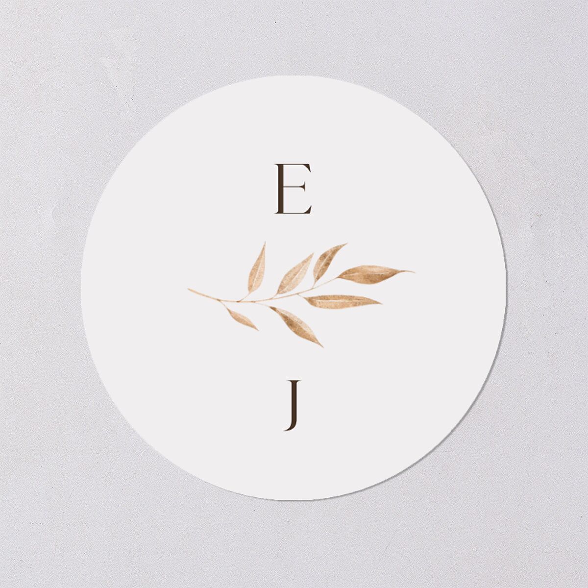 Leafy Rustic Monogram Wedding Stickers Raw Sienna Circle