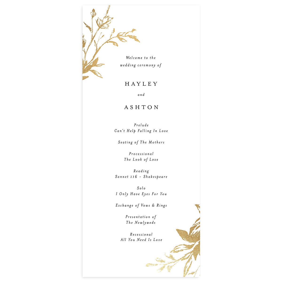 Shining Leaves Wedding Programs