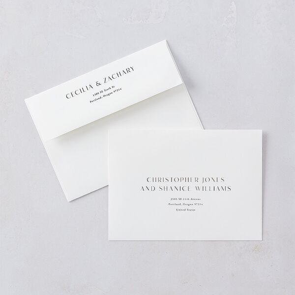 Simple Modern Monogram Wedding Invitations Pure White Signature Blank No Standard