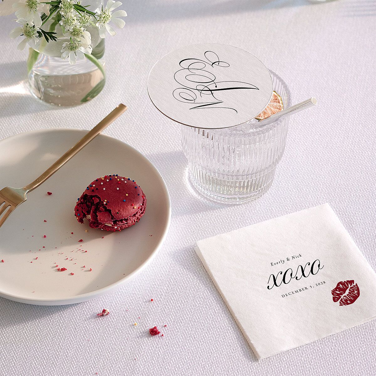Exquisite Calligraphy Coasters Pure White Cardboard Circle