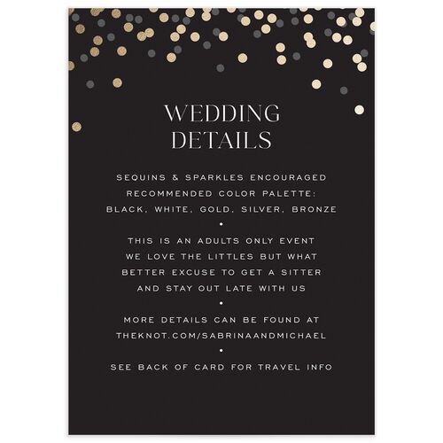 Confetti Glam Wedding Enclosure Cards - Black