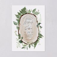Fairytale Woodgrain Slab Wedding Invitations Pure White Signature Blank No Standard