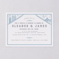 Iconic City Bridal Shower Invitations Moody Blue Signature Blank