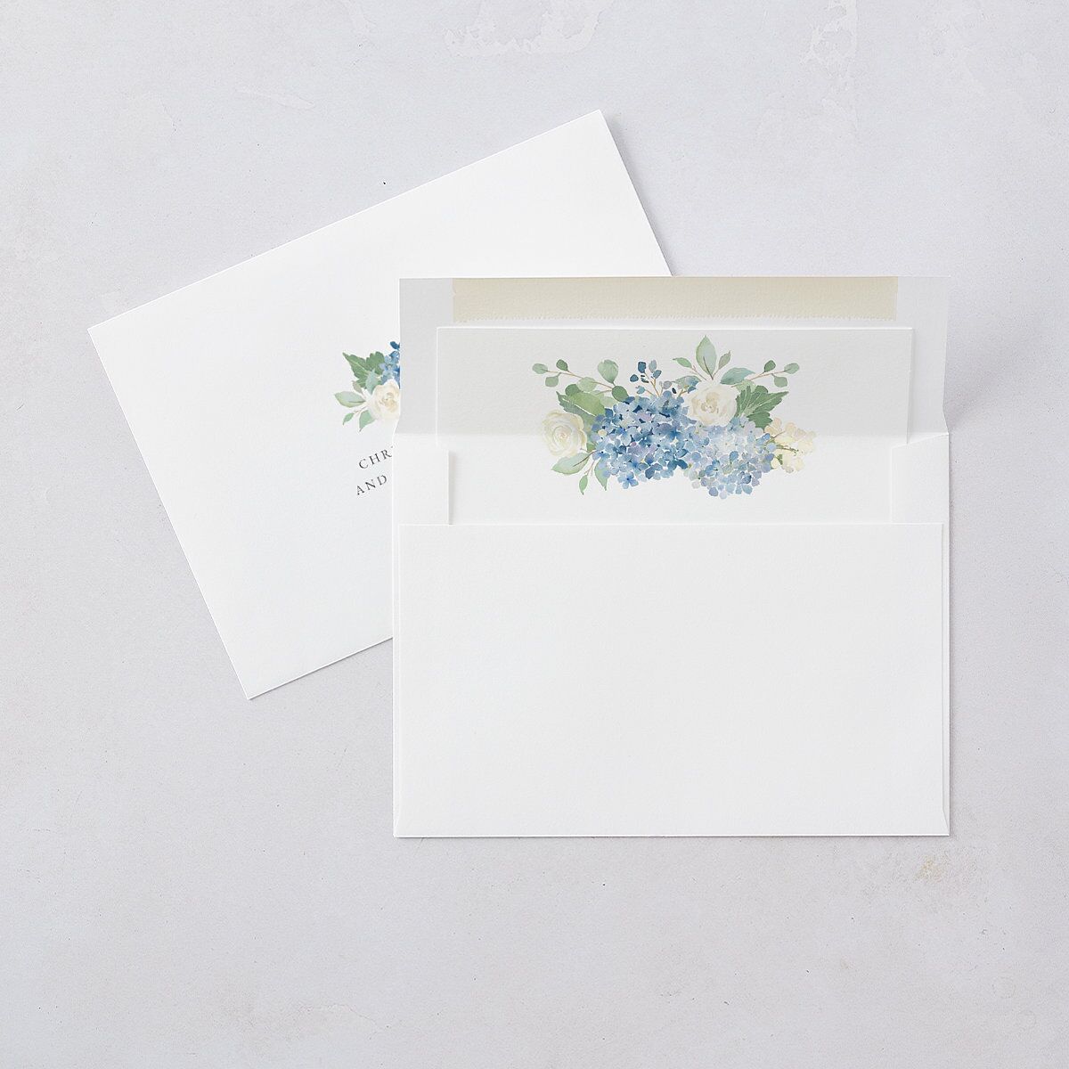 Elegant Hydrangea Save The Date Cards Dusty Blue Signature smooth Blank No Standard