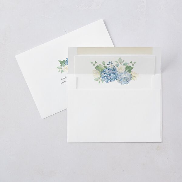 Elegant Hydrangea Save The Date Cards Dusty Blue Signature smooth Blank No Standard