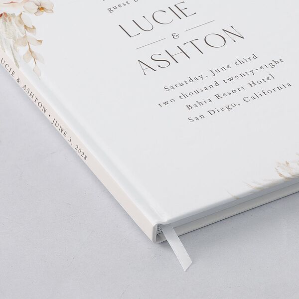 Pampas Floral Guest Books Snow