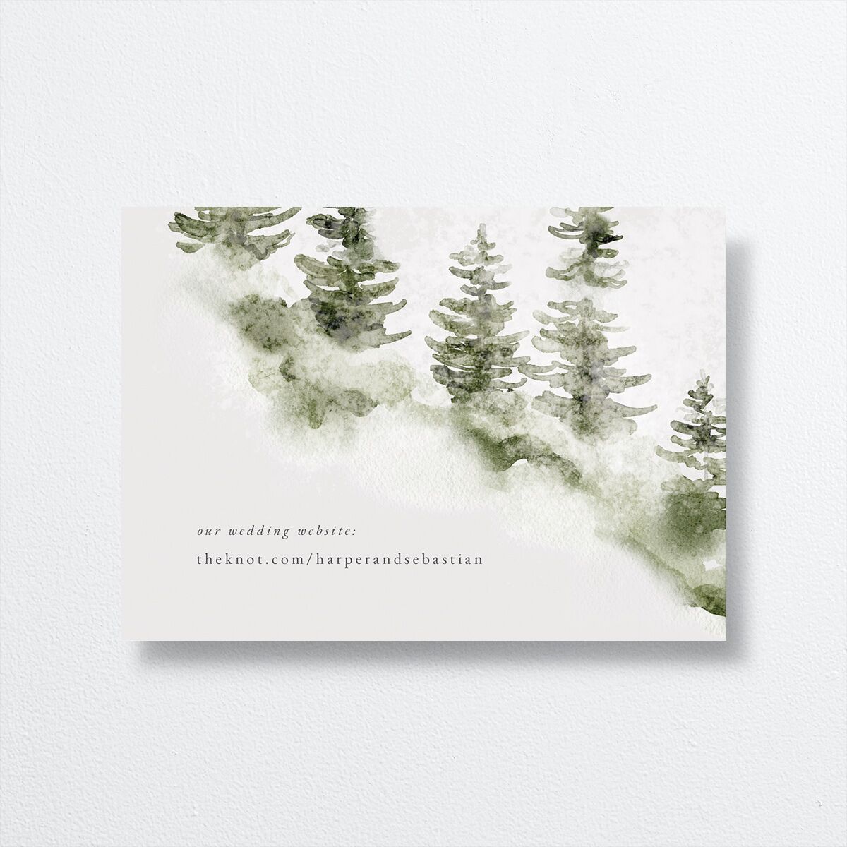 Snowy Mountainside Wedding Enclosure Cards back in Green