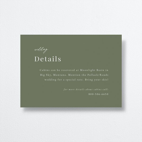 Snowy Mountainside Wedding Enclosure Cards front in Green
