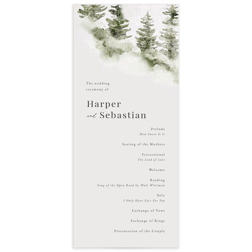 Snowy Mountainside Wedding Programs - Green