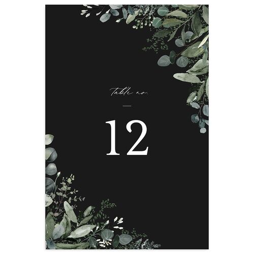 Shining Greenery Table Numbers Gold Charcoal Signature