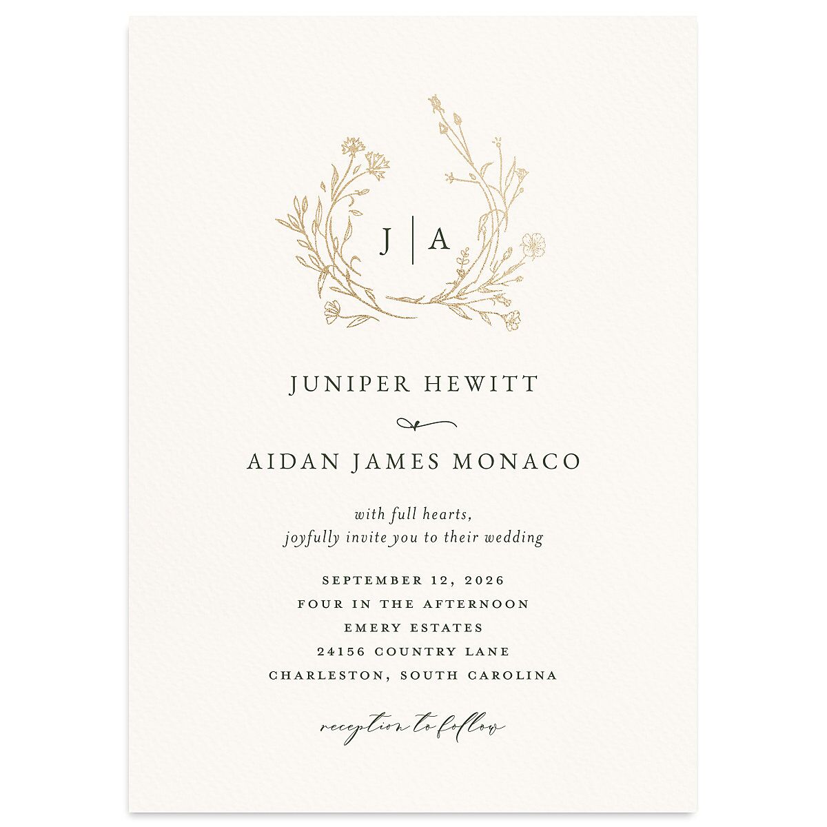 Gilded Monogram Wedding Invitations