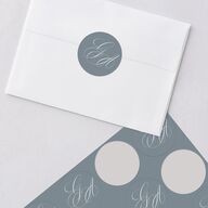 Elegant Photograph Wedding Stickers Dusty Blue Circle