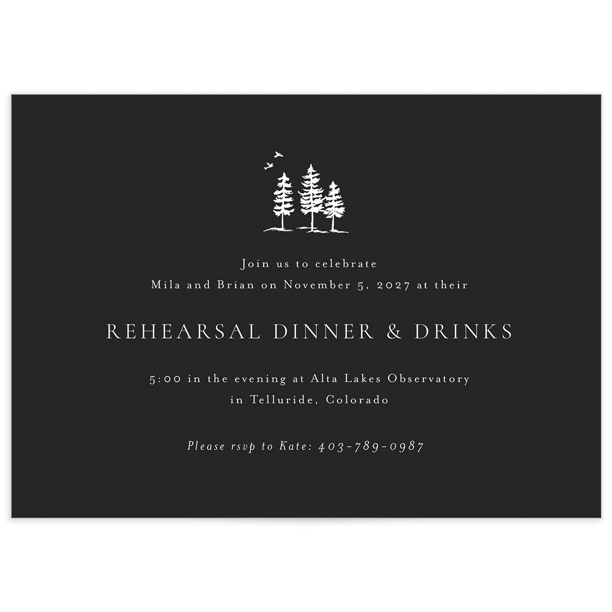 Aspen Rehearsal Dinner Invitations
