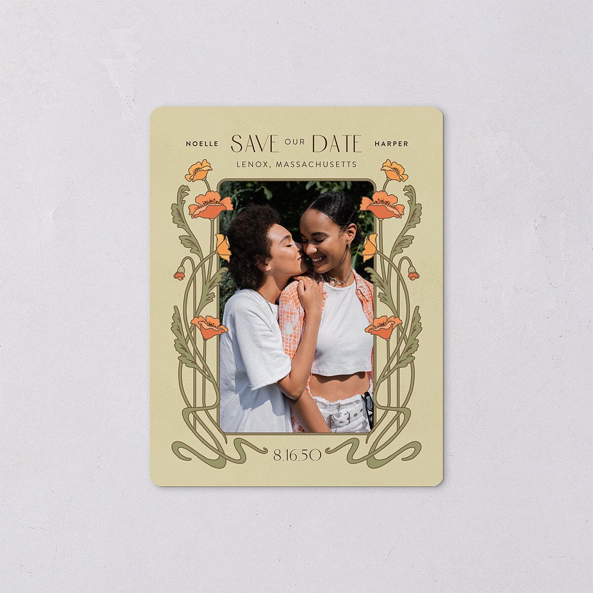 Vintage Nouveau Save The Date Magnets — view 1