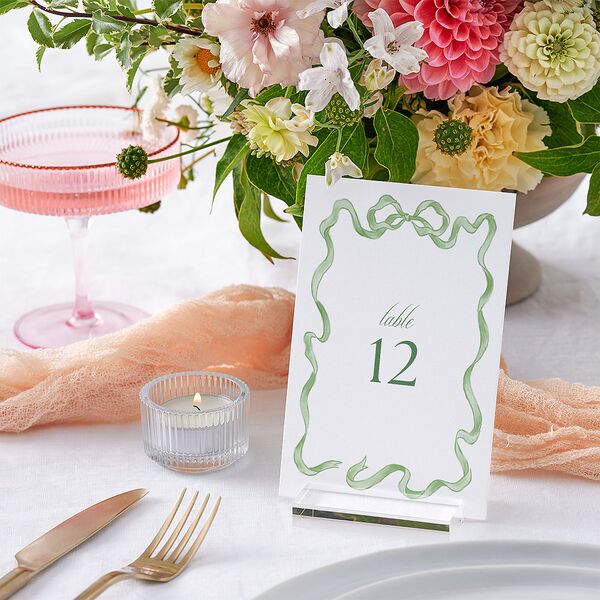 Vintage Bow Table Numbers Jewel Green Signature