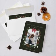 Rustic Holiday Foliage with Bow Holiday Cards Hunter Green Signature Blank Standard