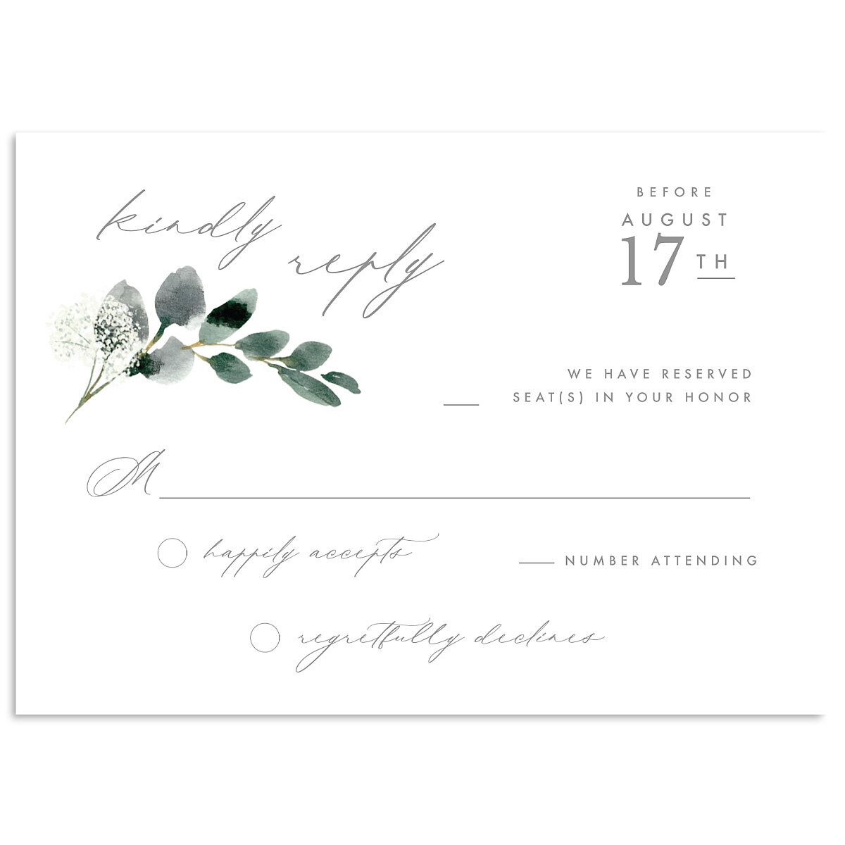 Elegant Greenery Wedding Response Cards