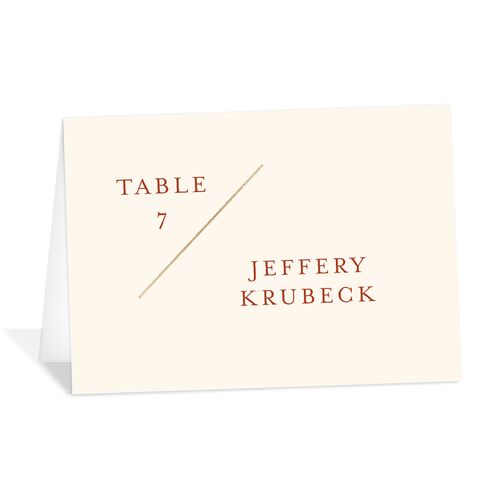 Monogram Slant Foil Place Cards Gold Red Clay Signature