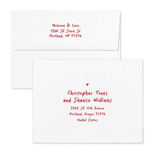 Hand Drawn Photo Strip Save the Date Magnet Envelopes White Ruby Return Address Signature Standard