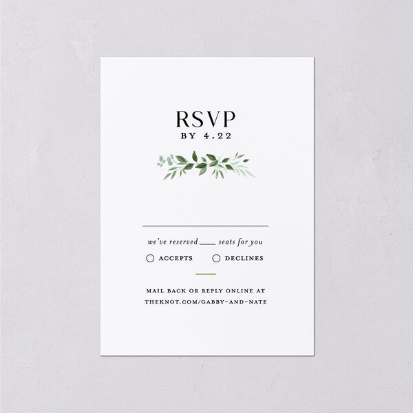 Greenery Frame Wedding Response Cards Pure White Signature Standard
